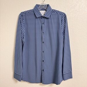 Mizzen+Main Blue and Black Checkered Casual Button Down Shirt